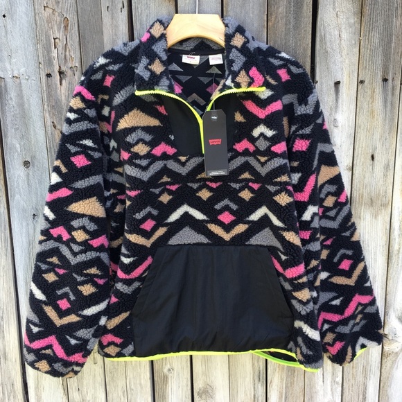 NWT Levi’s Arizona Sherpa Pullover Geo Jacquard L - Picture 12 of 12